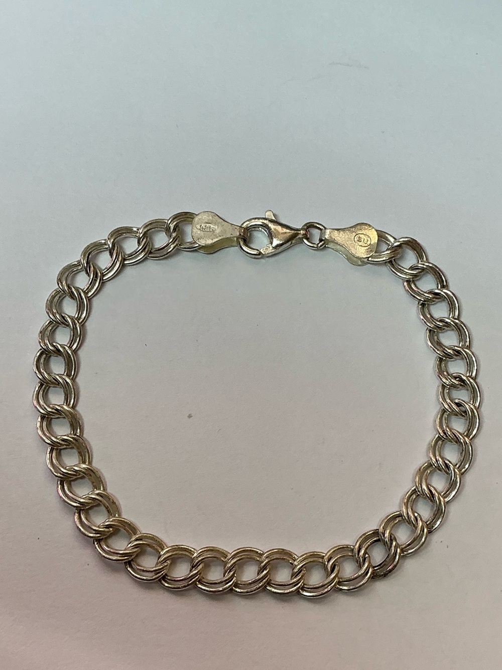 Sterling Silver double links bracelet. 7.25 inches long